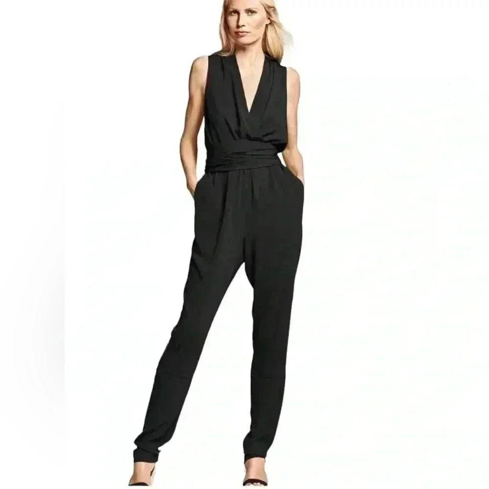 Peter Som Black V-Neck Jumpsuit Size 4
